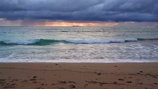 Relaxing Sunset over Turquoise Ocean Waves with Distant Storm, Nature ASMR, 2H in 4K