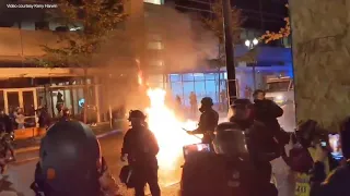 Molotov cocktail thrown at Portland police during Breonna Taylor protest, riot declared