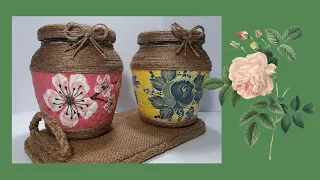 Декор стеклянных банок. Декупаж на яичной скорлупе. / Decorating gloss jars