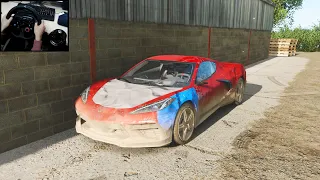 Rebuilding crashed 2020 Corvette C8 - Forza Horizon 4 (Steering Wheel + Shifter) Gameplay