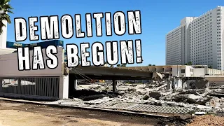 Wall Being Constructed on Vegas Strip Tropicana Las Vegas UPDATE! Demolition of Hotel