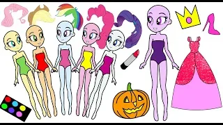 My little pony Equestria girls as Disney Princesses Paper dolls craft- mane 6