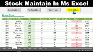 How To Maintain Stock In Ms Excel...Ms Excel Stock Maintain Sheet #excel