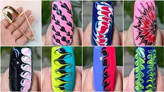 Easy nail art designs using safetypin only |Easy nail art for beginners2024 @JujuBlossomDesigns