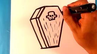 How to Draw Coffin - Spooky - Halloween Drawings