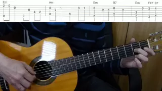 Подмосковные вечера на гитаре - мелодия с басом + табы - Midnight in Moscow - guitar + tabs