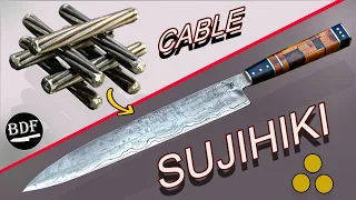 Knife Making – I turn old steel cable into a Japanese kitchen knife !!!