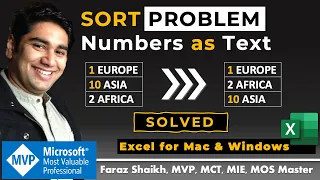 Sort Problem With Numbers As Text SOLVED ✅ (Excel for mac & windows)