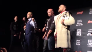 Conor McGregor & Eddie Alvarez Face Off After Nearly Fighting At The Final UFC 205 Press Conference