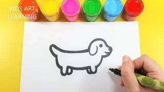 How To Draw A Dachshund | Easy Drawing | Dachshund Drawing | Dog Drawing | Painting | Drawing 🎨