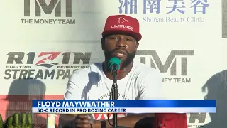 Floyd Mayweather Jr. in Honolulu promoting exhibition bout against Japanese MMA fighter Asakura