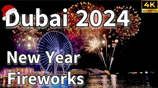 Dubai New Year 2024 🇦🇪 JBR Fireworks, Ain Dubai, Bluewaters Island [ 4K ]