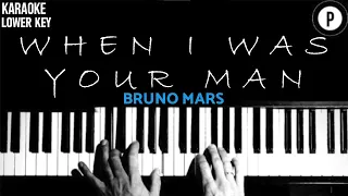 Bruno Mars - When I Was Your Man Karaoke LOWER KEY Slowed Acoustic Piano Instrumental Cover