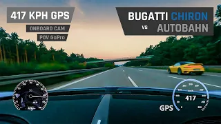 Bugatti Chiron on Autobahn - 417 KPH (GPS) On-Board CAM | POV GoPro