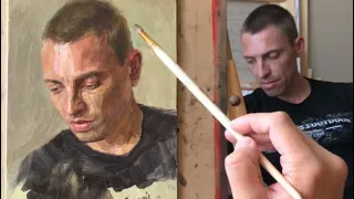 Portrait painting. Alla prima painting 2 hours. How to paint portrait.