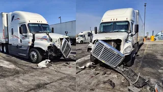 Semi Truck Accidents. Bad Truck Driver Skills & Truck Stop Parking Fail. Truck Driver Life.