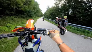 ILLEGAL SUPERMOTO RIDE IN THE MOUNTAINS | no music!