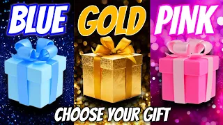 Choose your gift 🎁🤩💖 || 3 gift box challenge Blue, Gold, Pink #wouldyourather #giftboxchallange