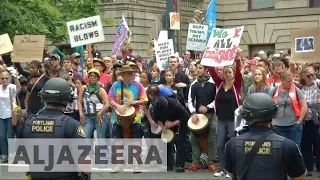 Clashes erupt in Portland at far-right, anti-Trump rallies