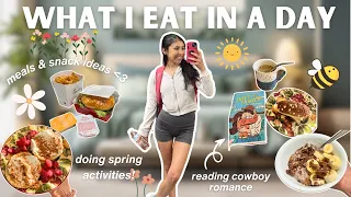 WHAT I EAT IN A DAY ~SPRING 🌸 day in my life, doing spring activities, reading cowboy romance & more