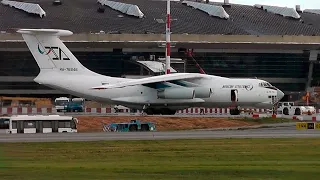 The singing Il-76 takes off in windy weather / Vnukovo Airport