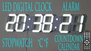 LED Digital Wall Super Large Clock 3D Alarm Countdown Timer