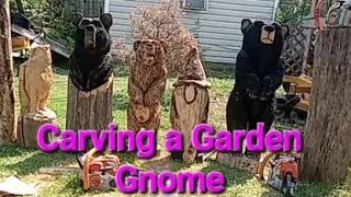 Chainsaw Carving a Garden Gnome. #chainsawcarving #chainsawart