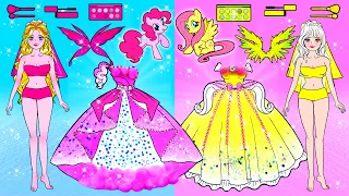 Barbie Rosa Y Amarilla MY LITTLE PONY Fairy Extreme Makeover Contest - Manualidades De Papel DIY