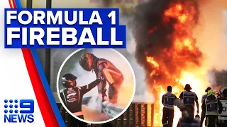 F1 driver miraculously survives fireball crash | 9 News Australia