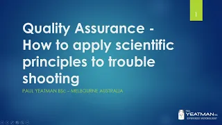 Science, Pharma and STEM Training: Applying Quality Assurance Principles to Trouble Shooting