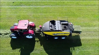 Gras persen & wikkelen / Silage  / New Holland / Kuhn / Pressing big bales / Drone | Agriculture