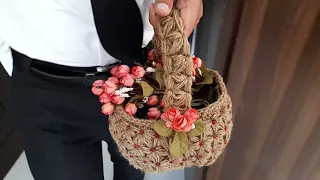 Crochet, Jute Basket-013