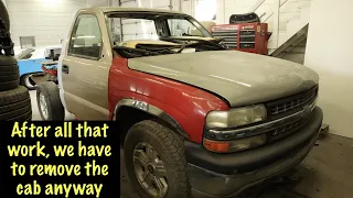 Removing the cab from my Silverado and gutting it to appease the cab swap "experts"