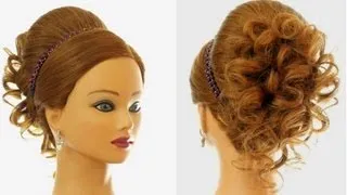 Wedding prom hairstyle for long hair. Updo tutorial