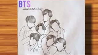 BTS group drawing easy step by step|outline tutorial|BTS Drawings 💜|pencil drawing