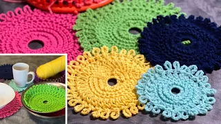 Loom Knit a Doily Pot and Dish Protector | Liner | Coaster  | Placemat | Wash - Round Circular Loom