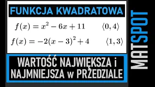 Wartość najmniejsza i największa funkcji kwadratowej w przedziale domkniętym