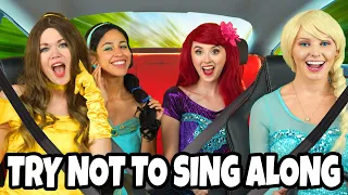 TRY NOT TO SING ALONG DISNEY PRINCESS CARPOOL KARAOKE WITH FROZEN ELSA, BELLE, ARIEL, JASMINE.