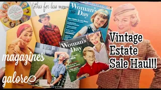 A Dusty Vintage Estate Sale Haul! Vintage Magazines! JUNK JOURNAL SUPPLY HAUL Lace Covered Skies