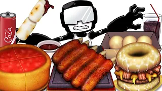 Mukbang Animation 10,000Kcal food set ест Friday Night Funkin танкист