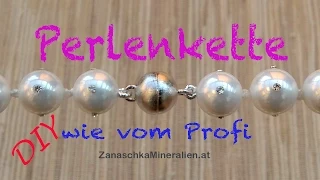 Perlenkette mit Magnetverschluss knoten - DIY - Kette fertig machen - Schmuck anfertigen - knüpfen