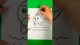 How To Draw Cute Whale. Easy. Як намалювати милого кита.