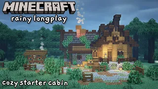 Minecraft Rainy Longplay - Building a Starter Cabin (No Commentary) [1.19]