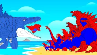 Rescue Baby GODZILLA SPIDER From MOSASAURUS KAIJU : Who Will Win? | Godzilla Cartoon Compilation