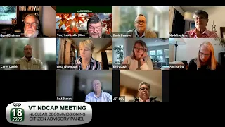 VT Nuclear Decommissioning Citizens Advisory Panel: VT NDCAP -  9/18/23 Mtg