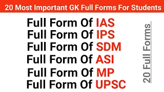 20 Most Important G.K Full Forms | Full Forms | General knowledge | For Students | G.K Academy