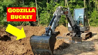 My biggest pond ever-the new 36" Godzilla bucket on the Bobcat e42 mini excavator PART 1