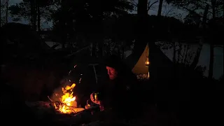 Solo Bushcraft and Wild Camping - Fishing - Catch and Cook - Traditional Woodsman Meal