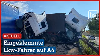 Langer Stau nach schwerem Lkw-Unfall auf A4 | hessenschau