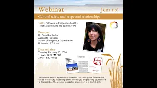 NCCIH Webinar – Pathways to Indigenous Health - Treaty relations and the politics of life